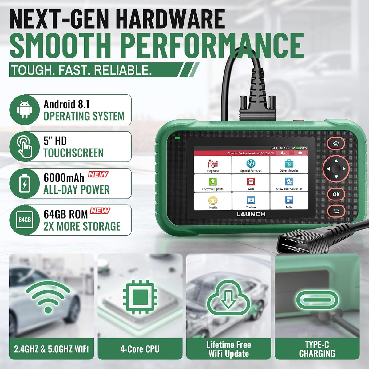 LAUNCH CRP123 Advanced OBD2 Scanner, 8 Reset Scan Tool for 98% Car Brand