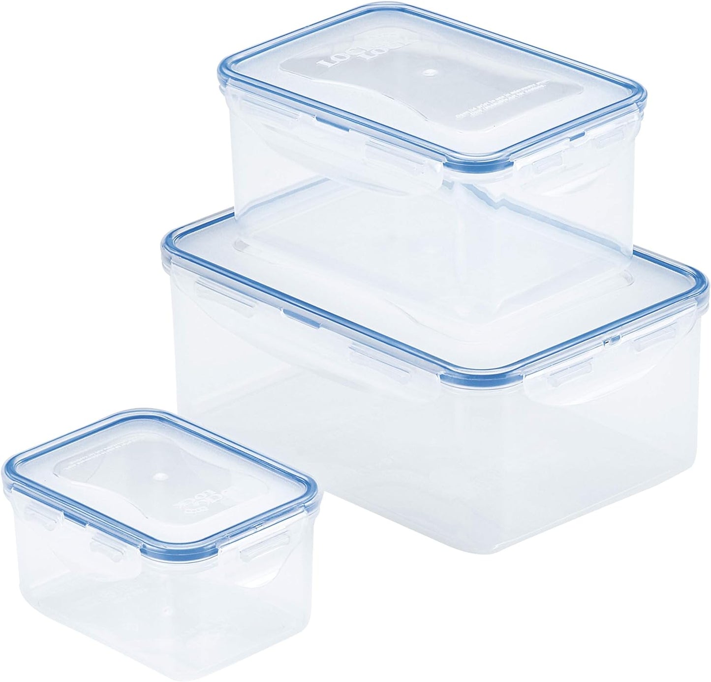 LocknLock Easy Essentials Food Storage lids/Airtight containers/Stackable, BPA Free, 6 Piece, Clear
