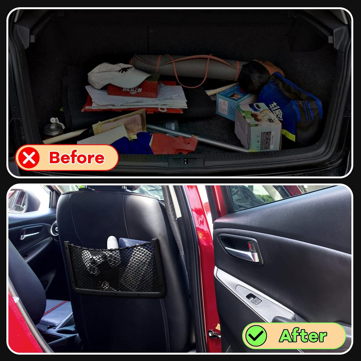 Frienda 4 Pcs Bungee Net Pocket Framed Mesh Car Boat RV,16 X 8 Inch