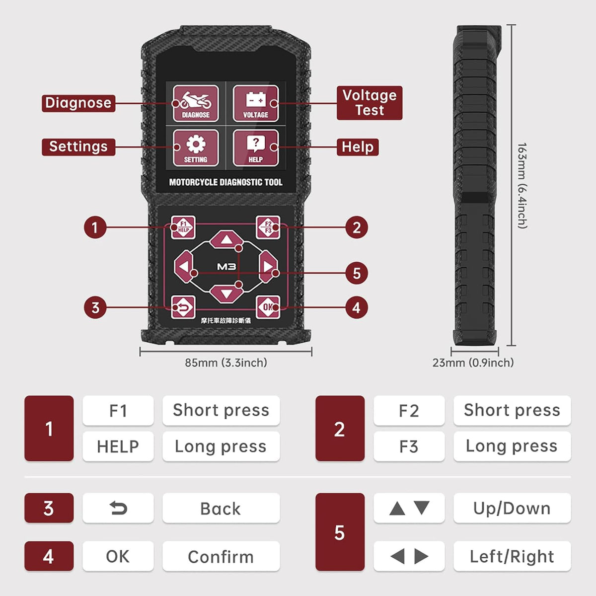 M3-A Motorcycle Diagnostic Tool for Honda, Kawasaki and Yamaha