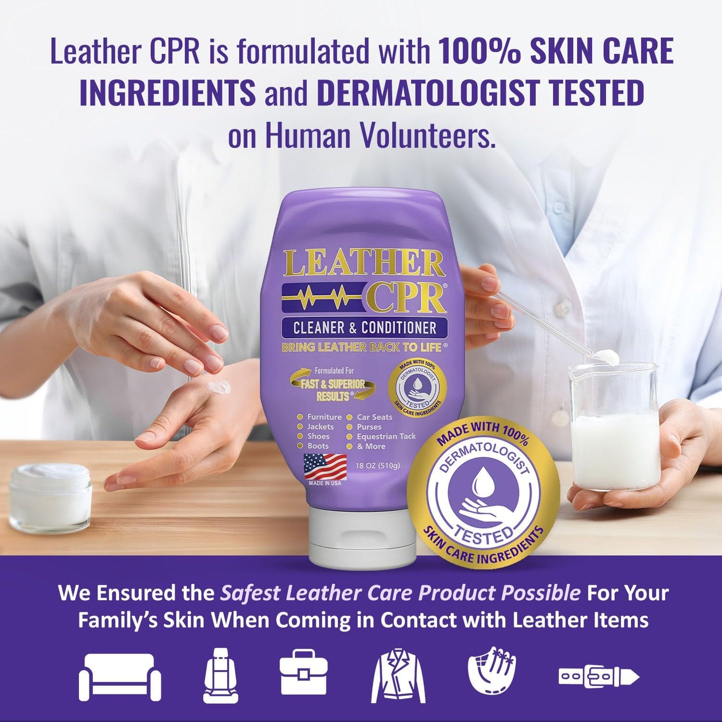 Leather CPR Cleaner and Conditioner 18oz. Bring Leather Back To Life on Furniture, Car Seats, Handbags, Jackets, Boots, Saddles, Purses &amp; Shoes. Restores Shine, Softness &amp; Color to Real Leather