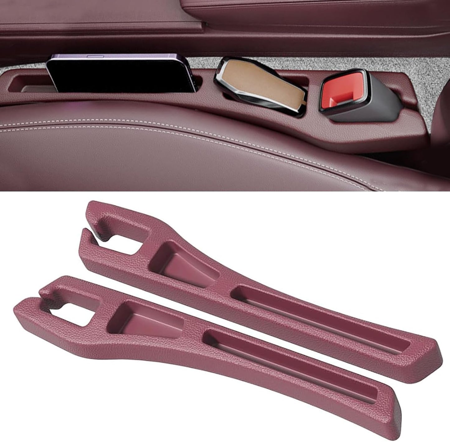2PCS Car Seat Gap Filler Organizer, Multifunctional Car Gap Filler Organizer Storages Function for Storing Phones Keys Cards, Universal No Drop Seat Guard for Cars ﻿ (Black)