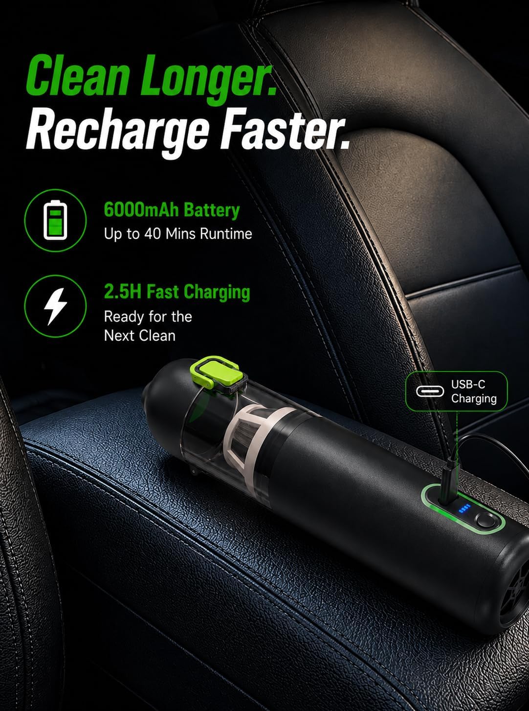 Car Vacuum, 4-in-1 Rechargeable Mini Cordless Handheld Vacuum for Car Home