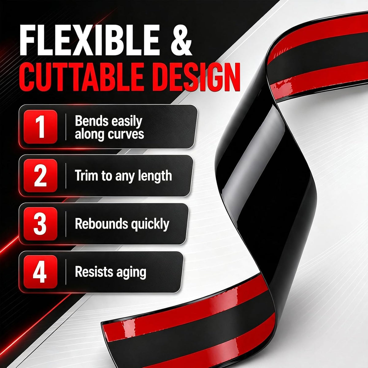 Pangda Glossy Black Body Side Molding Trim 3/4 Inch Wide Universal Car Bumper Door Edge Protector 20 Feet Self Adhesive Automotive Guard for Trucks SUVs Marine Crafts and DIY Home Furniture