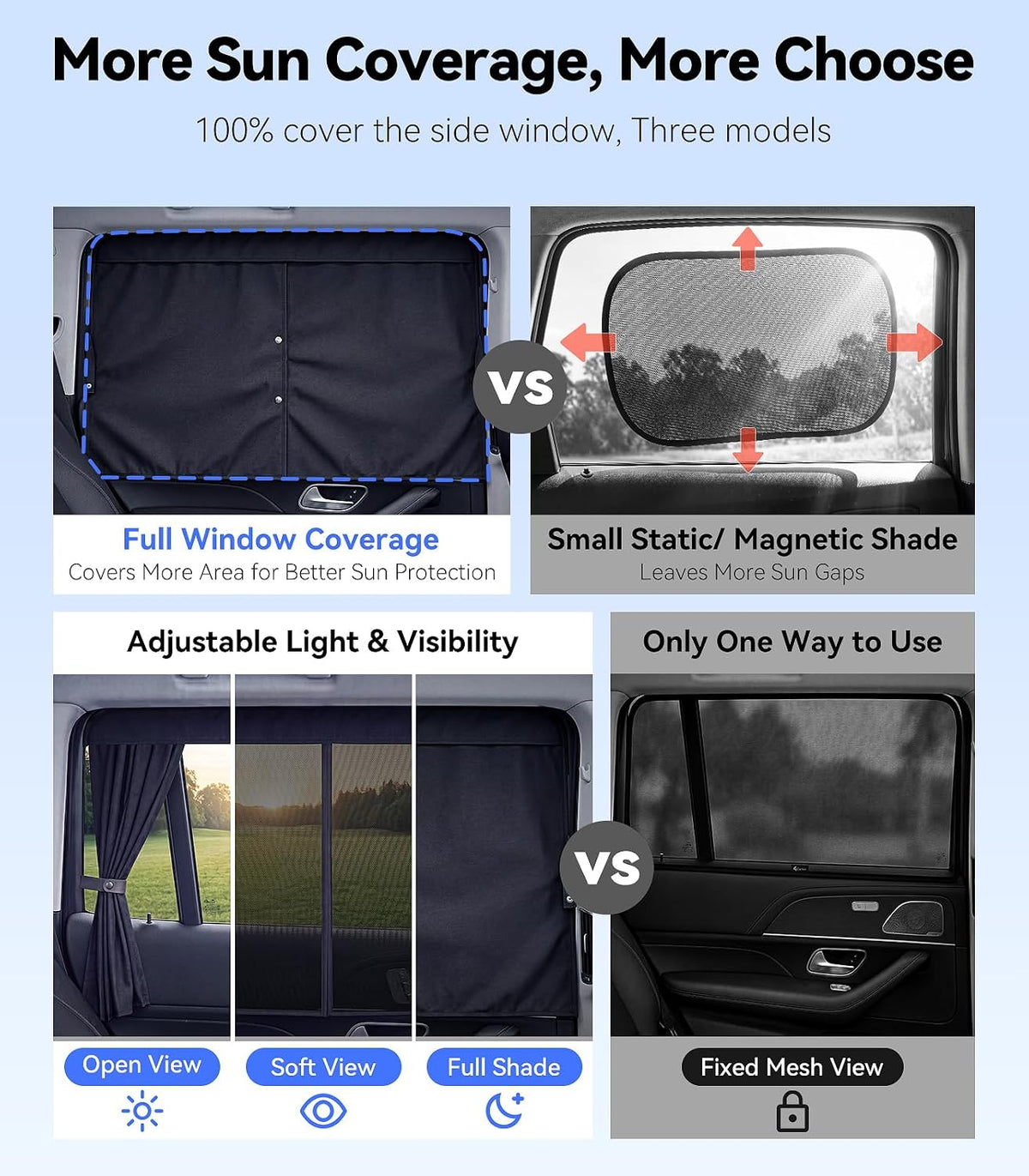 2026 Upgraded Dual-Layer Auto Car Window Shades for Baby 2 PCS