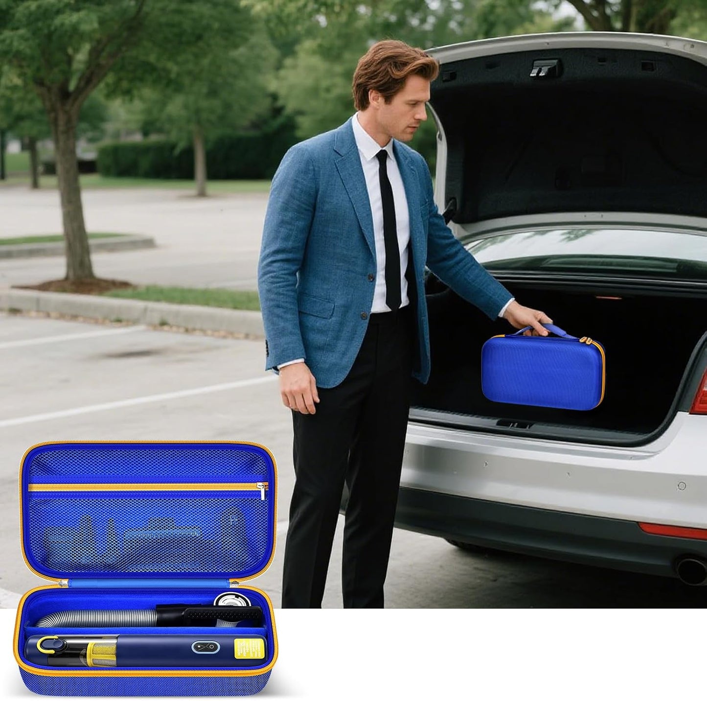 GWCASE Car Vacuum Case Compatible with Fanttik V8/V10 Apex/Mate, Case Only | Removable Divider, Mesh Pocket for Accessories, EVA Shell Protection for Trunk, Truck and Road-Trip Storage