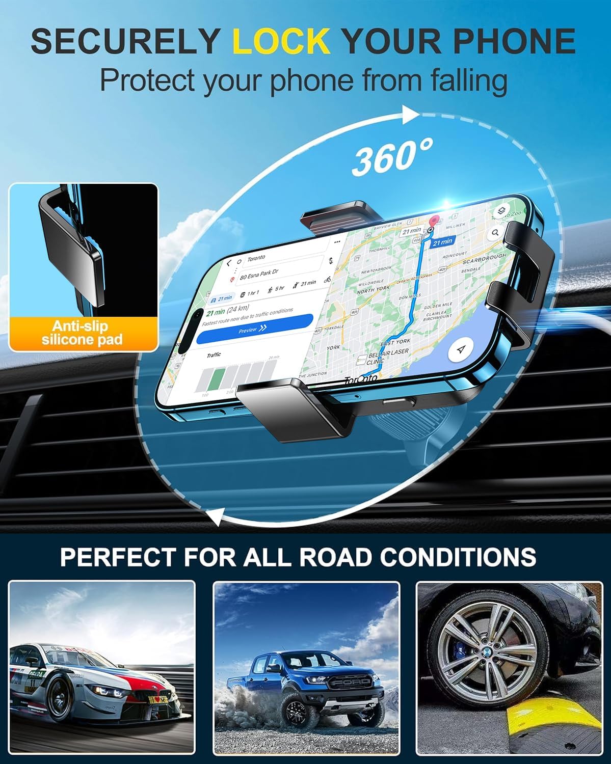 Wireless Car Charger, Phone Holders for Your Car 15W Fast Charging Auto Clamping, Air Vent Car Phone Mount for iPhone 17 16 15 14 13 Mini Pro Max XR, Samsung Galaxy S25 Ultra S24 S23 S22 S21