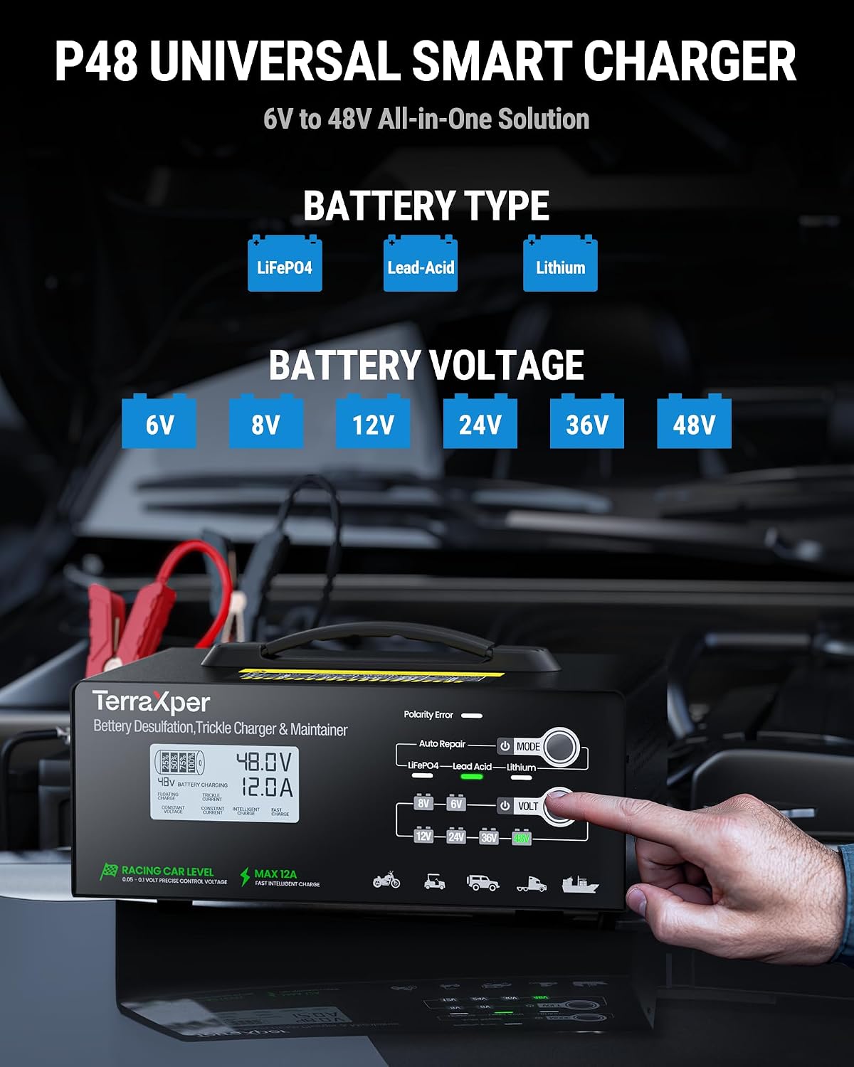 P48 Professional-Grade Universal Smart Battery Charger