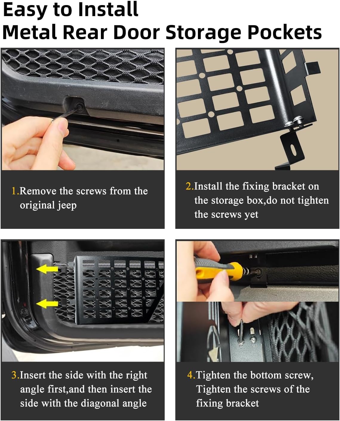 Aluminum Rear Door Storage Pockets, 1 Pair Door Side Insert Organizer Boxes