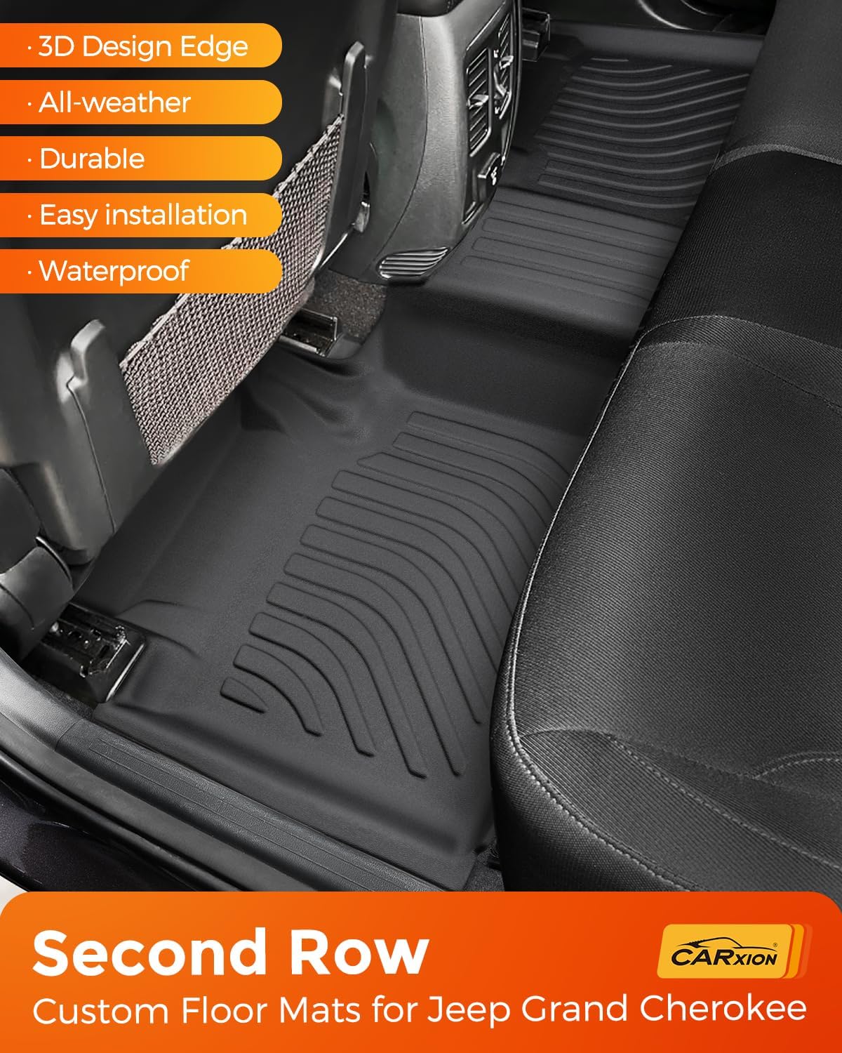 Floor Mats for Jeep Grand Cherokee: 2011-2021 (Not for L) Cargo Trunk Liner, Car Accessories All Weather Rubber Custom Fit for Grand Cherokee 2021 2020 2019 2018 2017 2016-2011 SUV 5-Seat Models Black