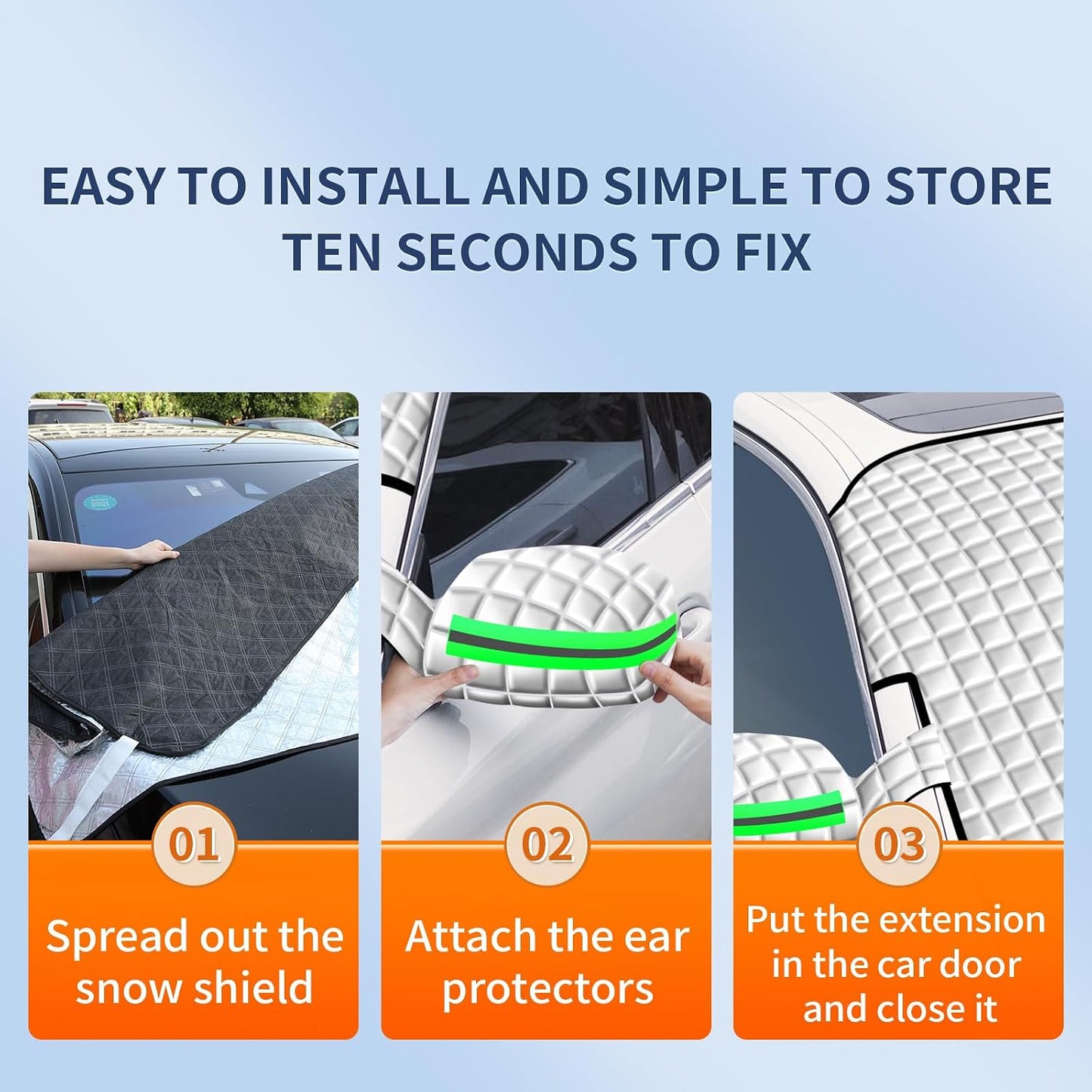 Winter Windshield Covers for Ice and Snow&Winter Car Essentials, Car Anti-Snow Cover, Snow Windshield Cover Automotive Exterior Accessories，Free Car Snow Shovel, Towel, and Gloves.