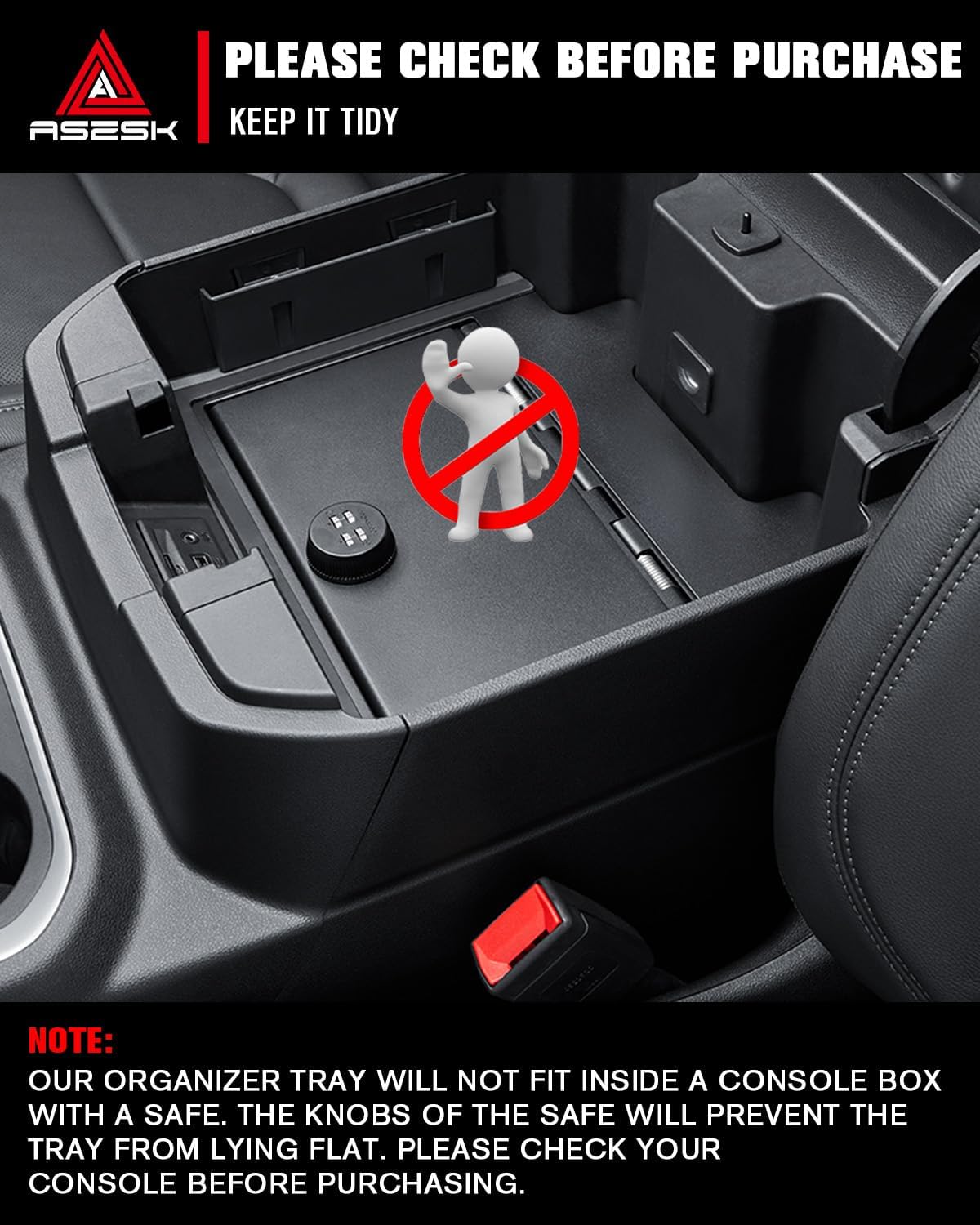 For 2019-2022 Chevy Silverado/GMC Sierra 1500& 2020-2023 Silverado/Sierra 2500HD 3500HD Center Console Armrest Organizer ABS Materials