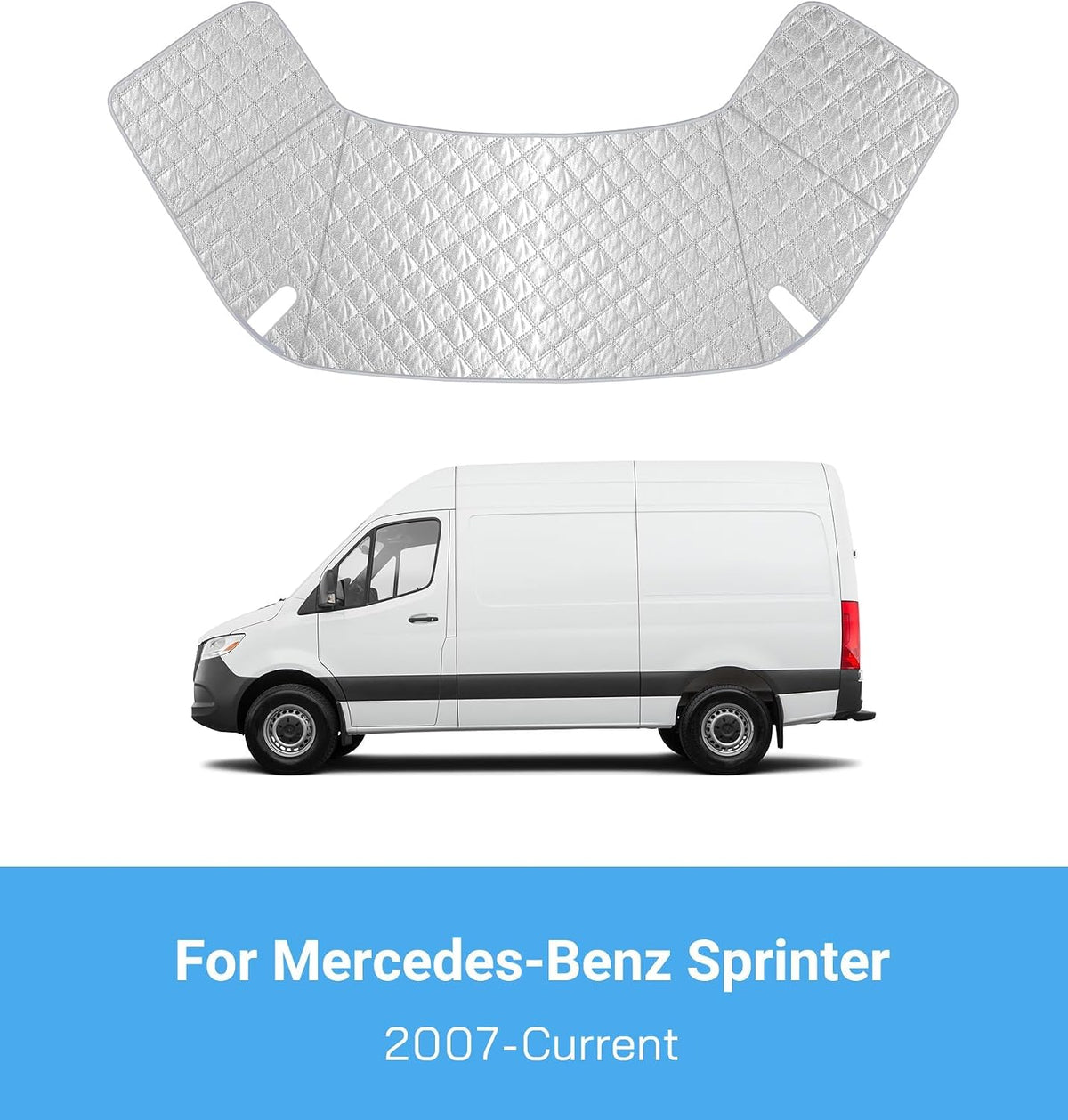 Windshield Cover for Mercedes Sprinter Van 2007-2026, Class C Windshield Snow Cover, Front Window Sunshade for UV Protection & Privacy Shield, White with Mirror Cutouts