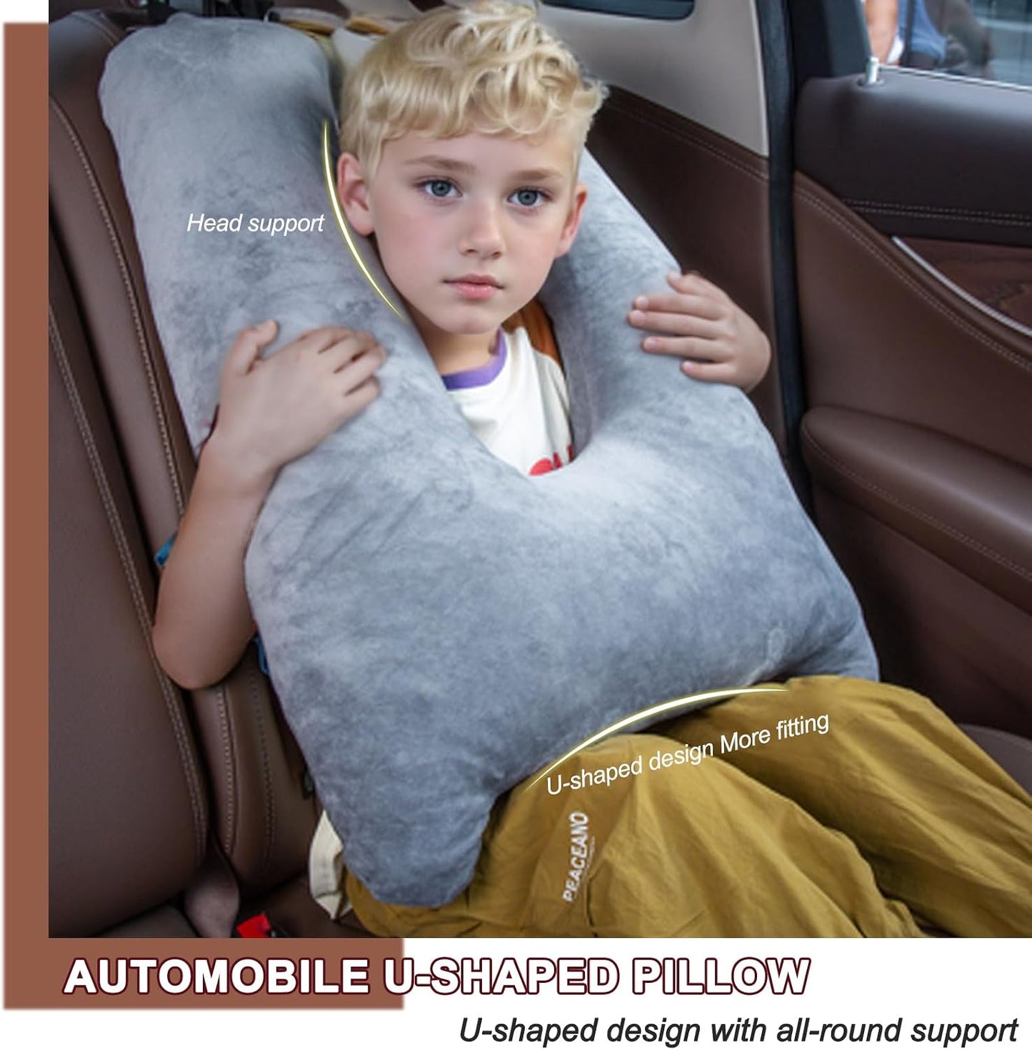1 MIDDLE ONE Car Pillow for Kids, Memory Foam Travel Pillow for Car and Adults, Kids Car Pillows for Sleeping on Road Trip, Small Body Pillow for Kid (Dark Purple)
