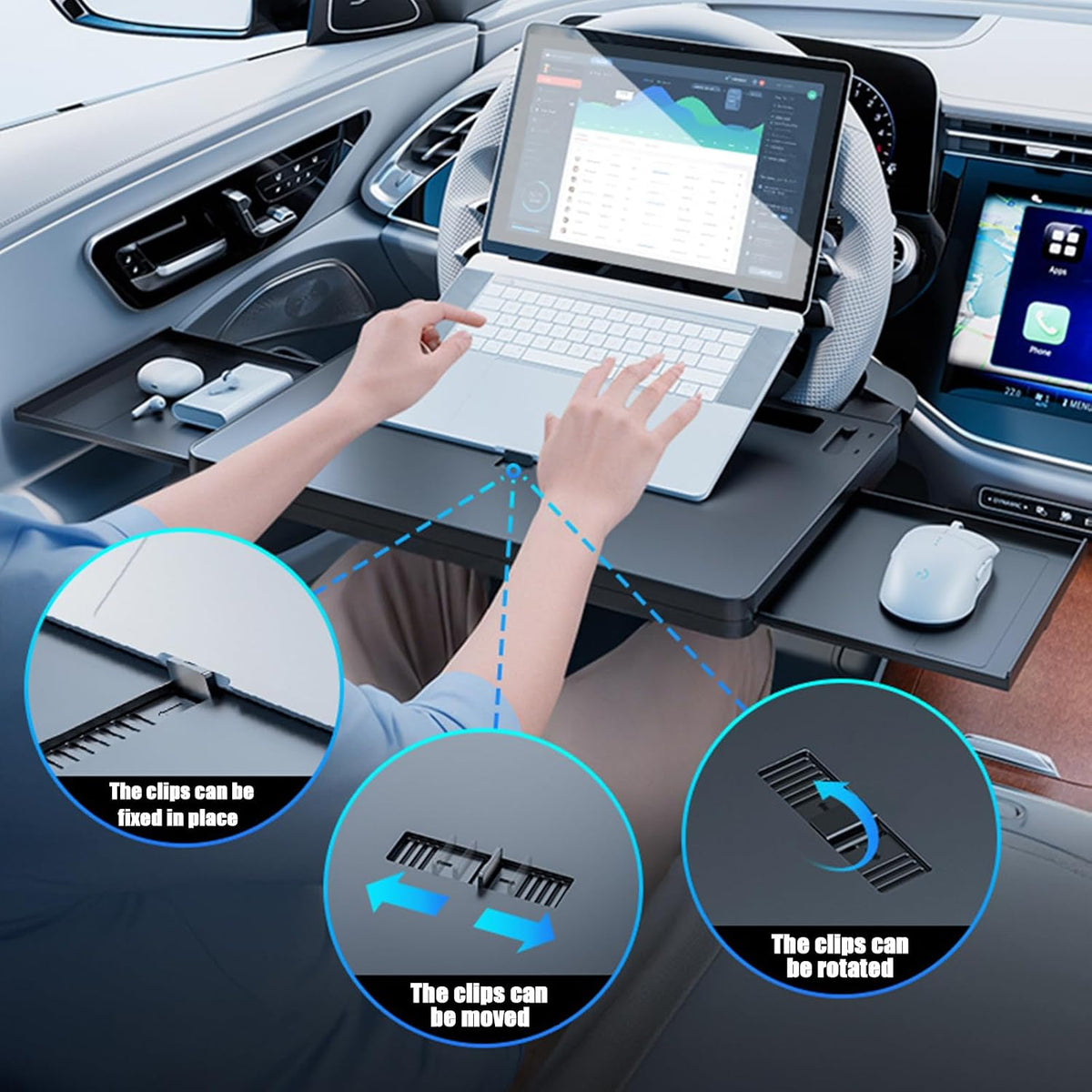 Car Steering Wheel Desk for Chevrolet Trailblazer Malibu Cavalier Chairman Traverse Steering Wheel Tray Food Tray for Eating Multi-Function Travel Accessories