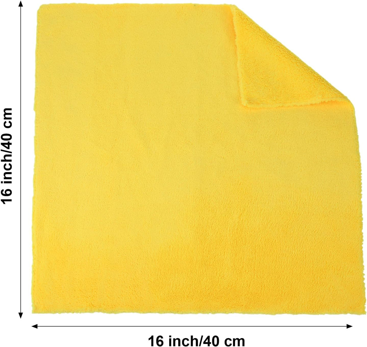Shimeyao 30 Pcs 16 x 16 Inch Edgeless Microfiber Plush Towels for Cars Detailing Drying Wash Polishing Absorbent Cleaning Cloths, 500 GSM (Black, Yellow)
