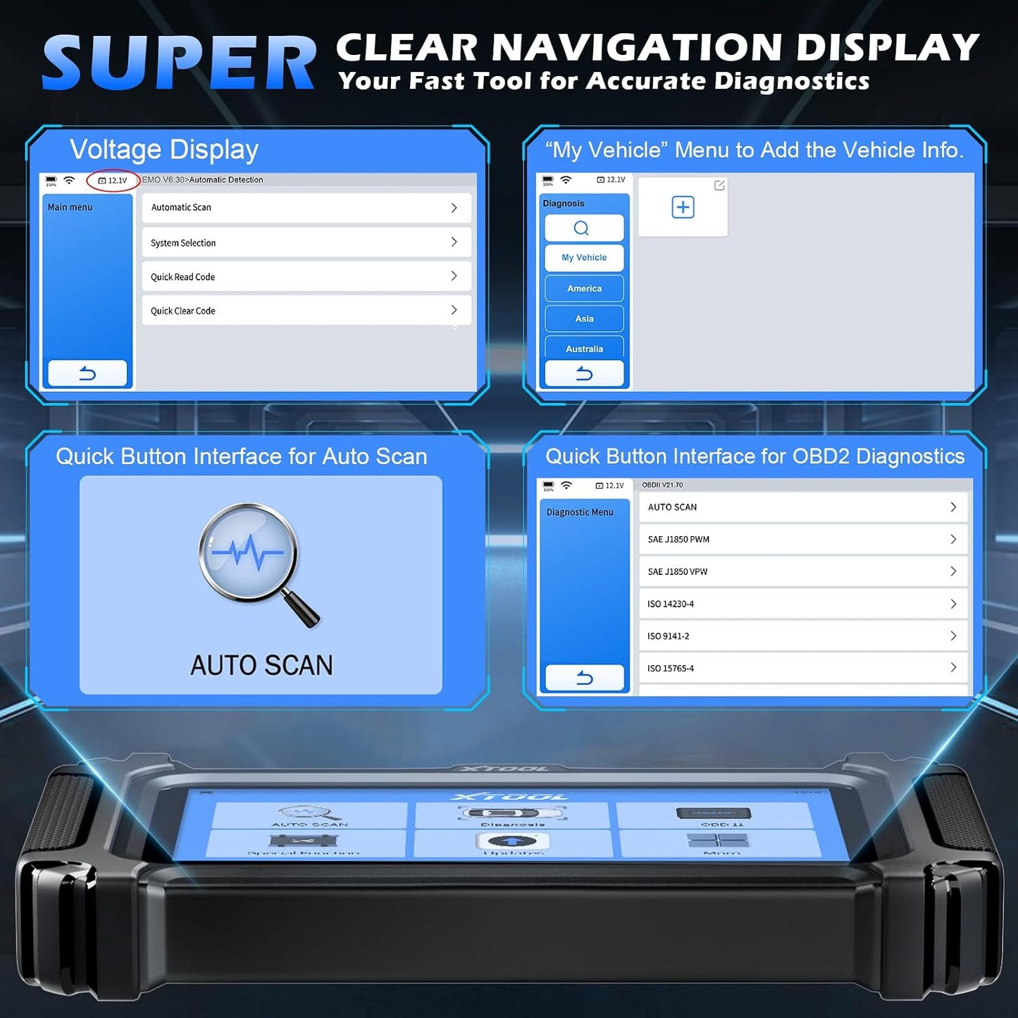 XTOOL D5 OBD2 Scanner Car Code Reader, Engine ABS SRS Transmission Diagnostic Scan Tool with 10 Resets, EPB Service, ABS Bleed, Throttle Relearn, Clear Check Engine Light, Free Update