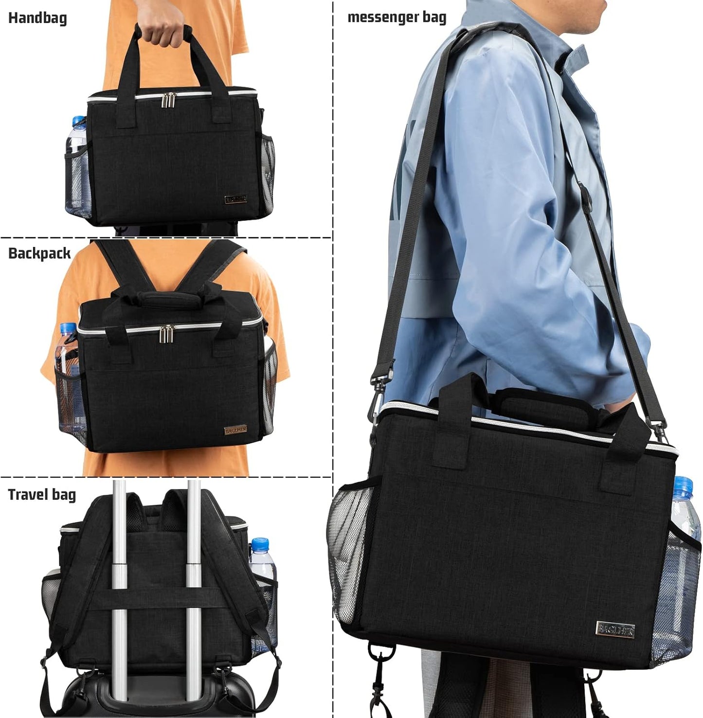 BAGLHER Dog Travel Bag Backpack Pet Supplies Backpack Pet Accessories Storage Bag 5-Piece Set With Shoulder Strap 2 Lined Pet Food Containers 2 Foldable Feeding Bowls Essential Kit for Pet travel