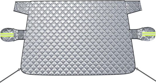 Exterior Windshield Cover for Ice and Snow, Graphene Grid Heavy-Duty Windshield Sun Shade, Car Snow Shield with Mirror Covers, Wiper Area Coverage for Cars, SUVs and Trucks, Large