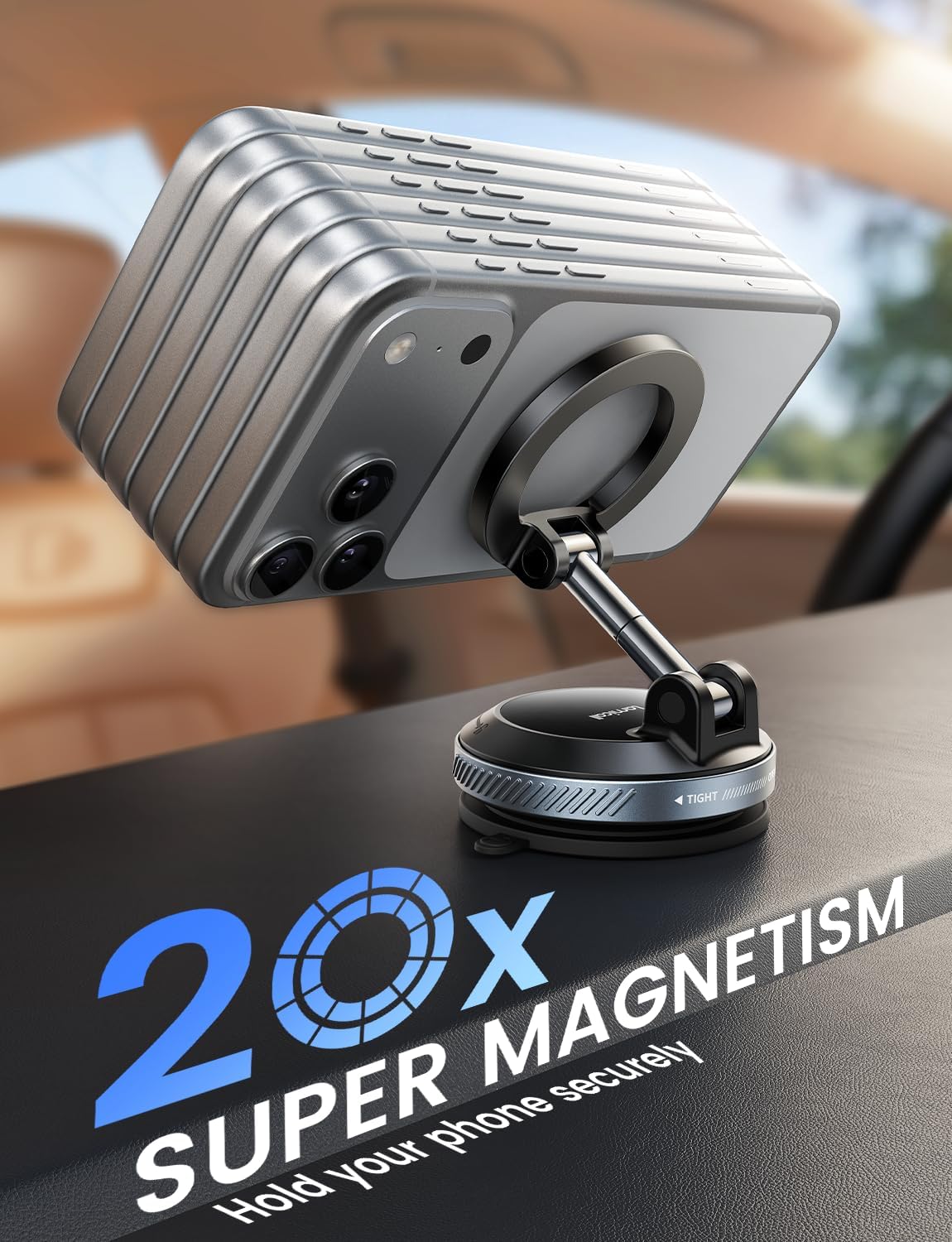 Lamicall Car Phone Holder for Magsafe Dashboard Windshield Nano Gel Vacuum