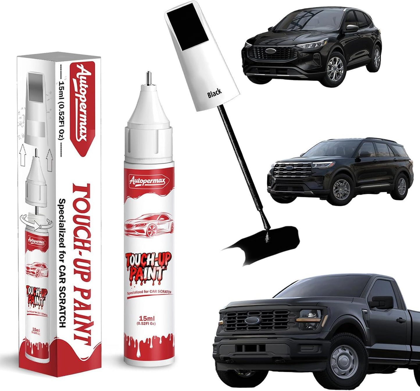 Black Car Touch Up Paint for Volkswagen, Exact Match Car Paint Scratch Repair Kit, Quick and Easy Fix Chips and Nicks Scuff(Gloss Black)