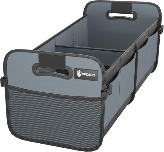 Sposuit Trunk Organizer for Car - 70L Collapsible Car Storage with 11 Pockets & Reinforced Handles, SUV Trunk Organizers for Grocery Cargo(Grey)