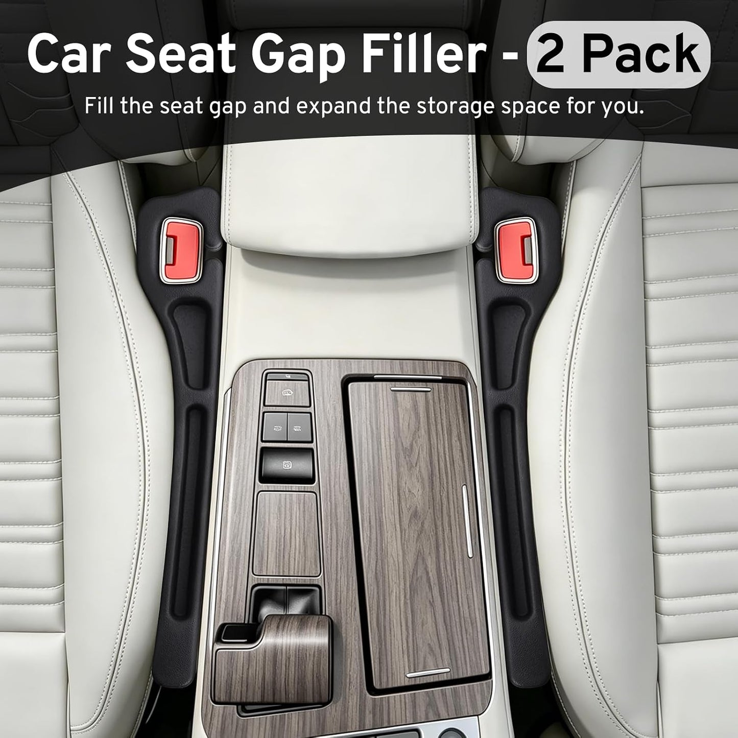 Car Seat Gap Filler Organizer for Mercedes Benz C300 GLC 300 GLK 250 350 2026 2025 2024-2000 Plug with Storage Slot Strip No-Drop Seat Side Gap with Phone Holder - 2 Pack