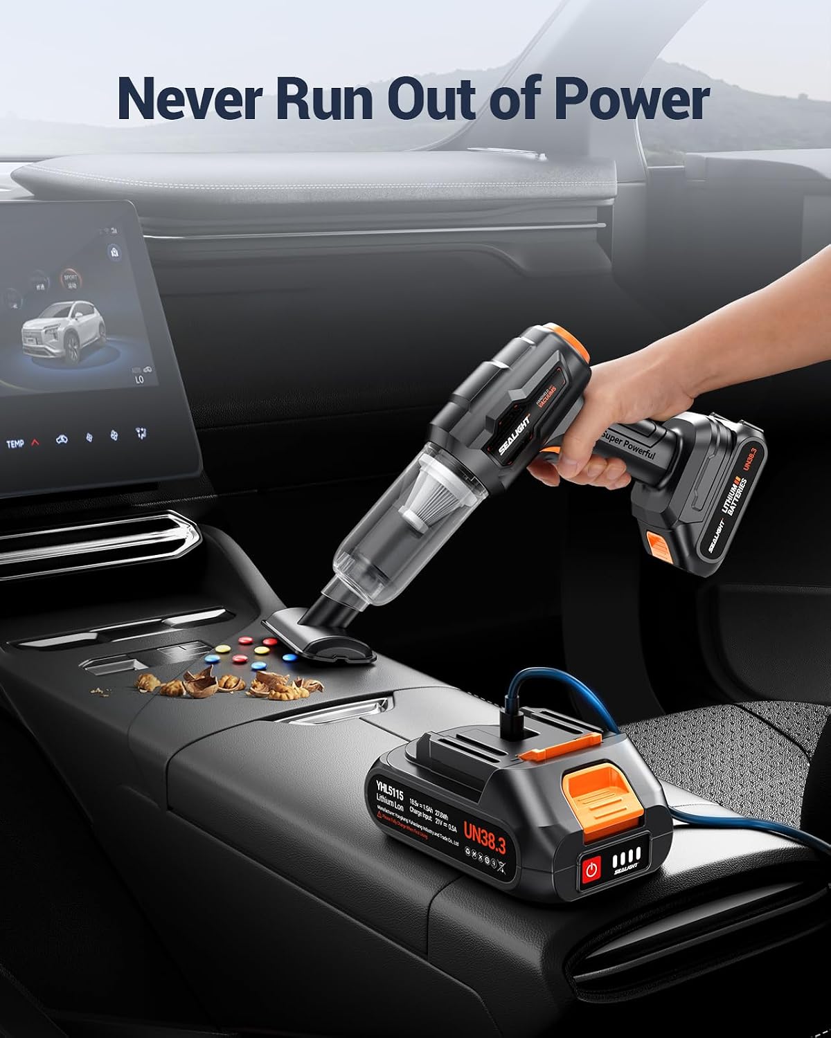 SEALIGHT Car Vacuum Portable Cordless, High Power Suction and Air Duster, 7 in 1 Handhle Vacuum