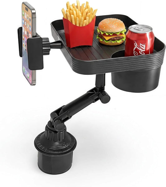 Car Cup Holder Tray,Car Food Tray with Cup Holder, 9.5 inch 3 in 1 Detachable Car Cup Holder Tray Table, Portable Car Eating Tray Table for Road Trips, Automotive Cup Holder Expander