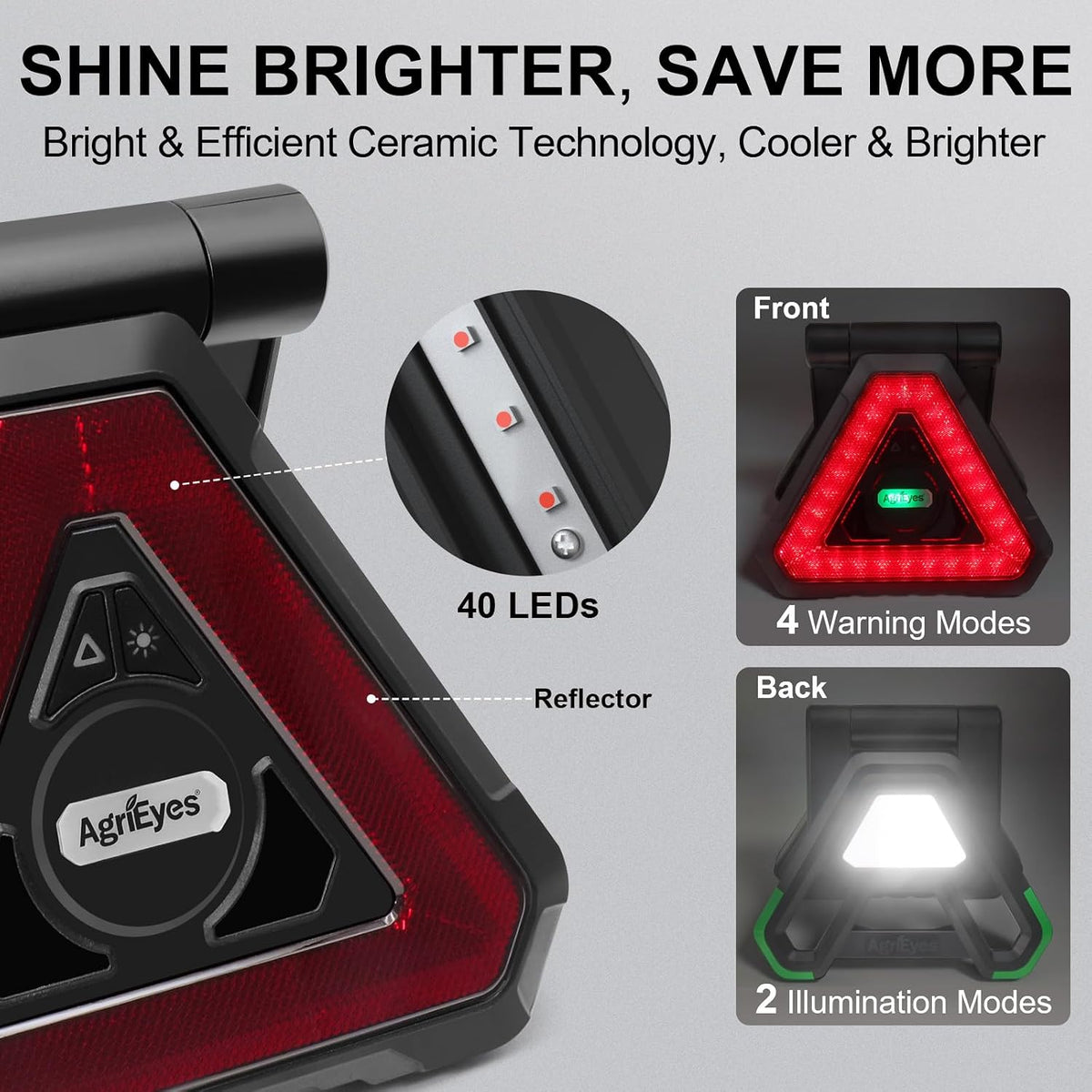 Agrieyes W227 USB-C Emergency Warning Triangle Lights