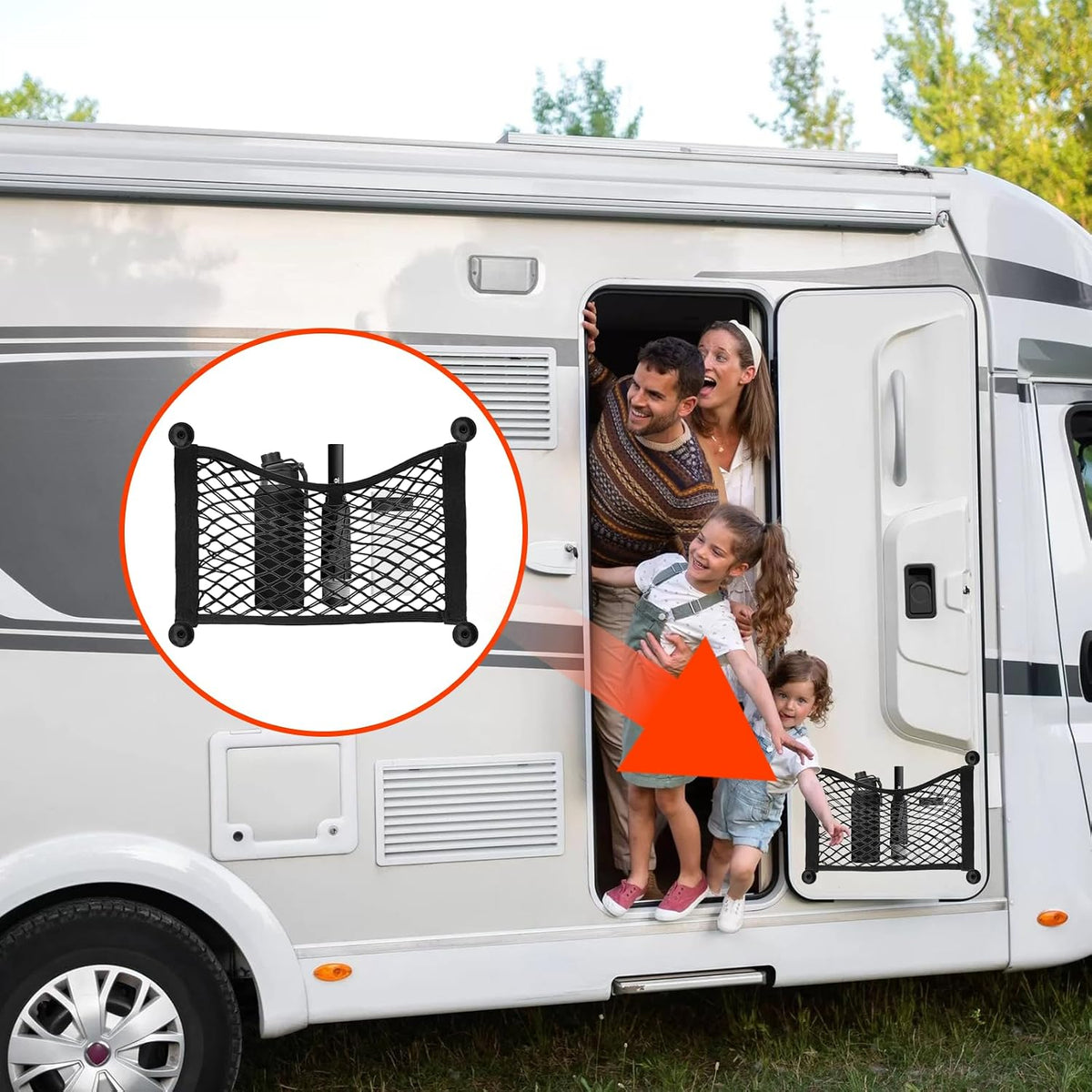 Small Cargo Net Pocket, 2-Pack Elastic Mesh Storage Organizer for Car, Trunk, RV, Boat, and Home, Mesh Pouch with Hooks & Screws (17.7” x 9.8”)