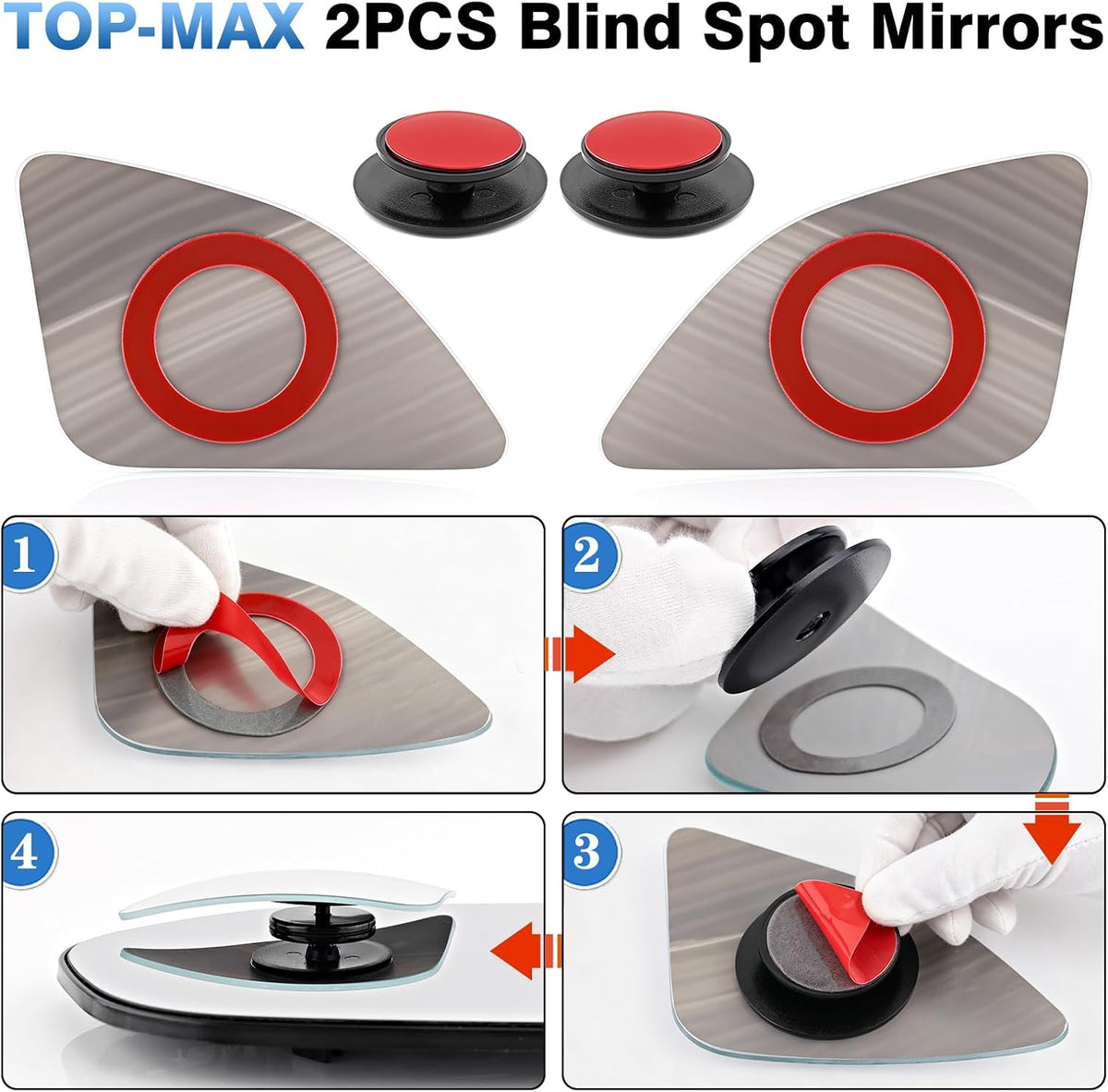 TOP-MAX Blind Spot Mirror Compatible with Toyota Camry 2018-2025 Corolla 2019-2025 Prius 2016-2022, Custom Fitted Convex Stick On Rear View Mirror for Side Mirror Extended View, 2 Pack (Left & Right)