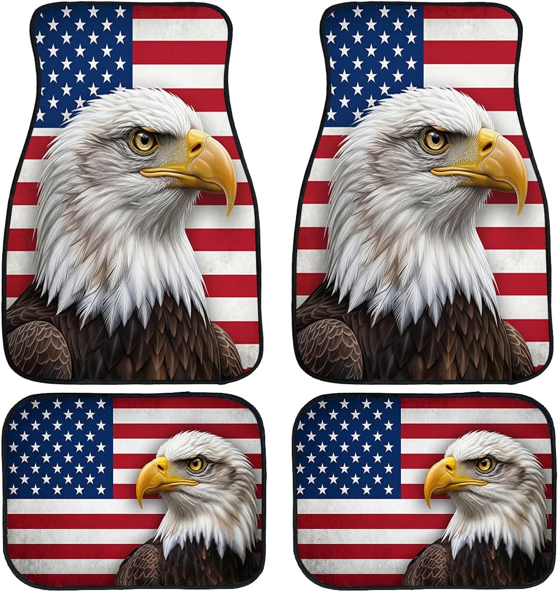 America Car Floor Mats Bald Eagle Red White Blue Carpet Front Rear Carpets Mat Decorative Car Floor Carpets Non-Slip Auto Car Accessories Universal Fit Car Accessories for Truck
