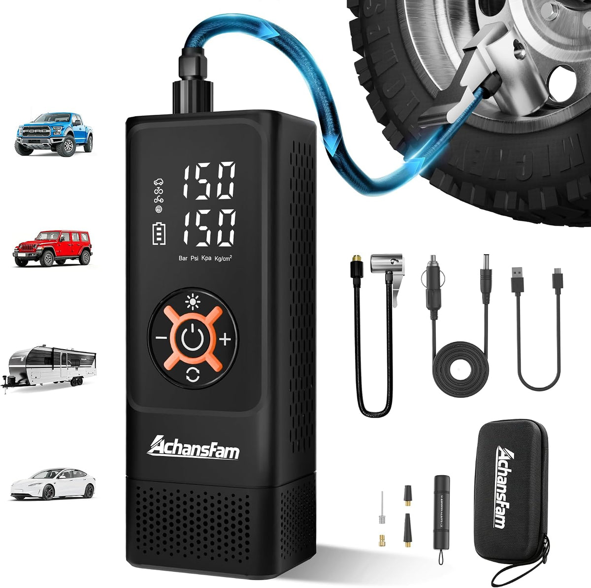 Heavy Duty Tire Inflator Portable Air Compressor, 7800mAh Power