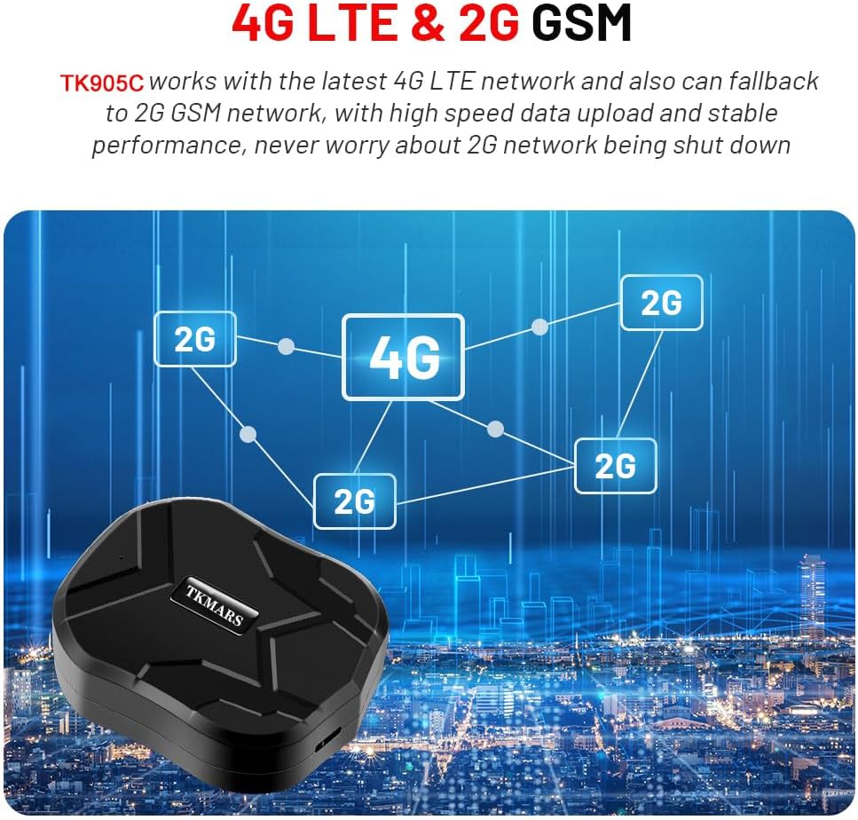 4G GPS Tracker Car Anti-Theft Long Battery Life 20000mAh Real Time GPS Tracking Device Magnet No Geographic Restriction Car Tracker with Alerts, Geo Fence, History Playback TK905C