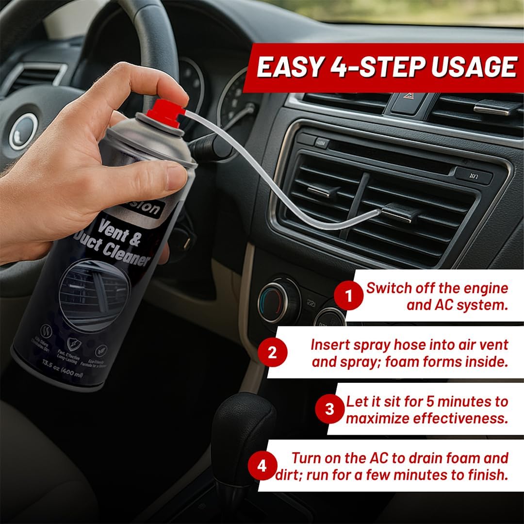 FIX & FUSION A/C Vent and Duct Cleaner | Foaming Spray for Car Air Conditioner | Freshens & Cleans Dust Build-Up | Fast, No-Rinse Formula | Automotive HVAC Refresher & Detailer