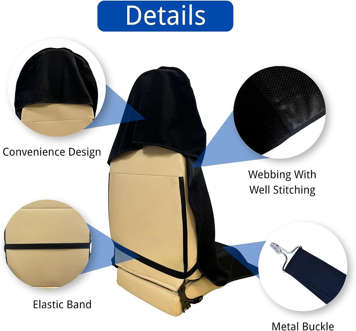 Waterproof Car Seat Cover for Front Seats, Protector for Cars SUVs Trucks, Sweat Towel Seat Covers Bucket for Gym,Workout,Beach,Hiking,Running (Black, 1PC)