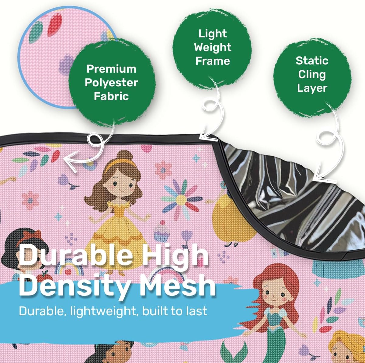 GENANY Lovely Princess Car Side Window Sun Shades 2 Piece 21 x 14 Inch
