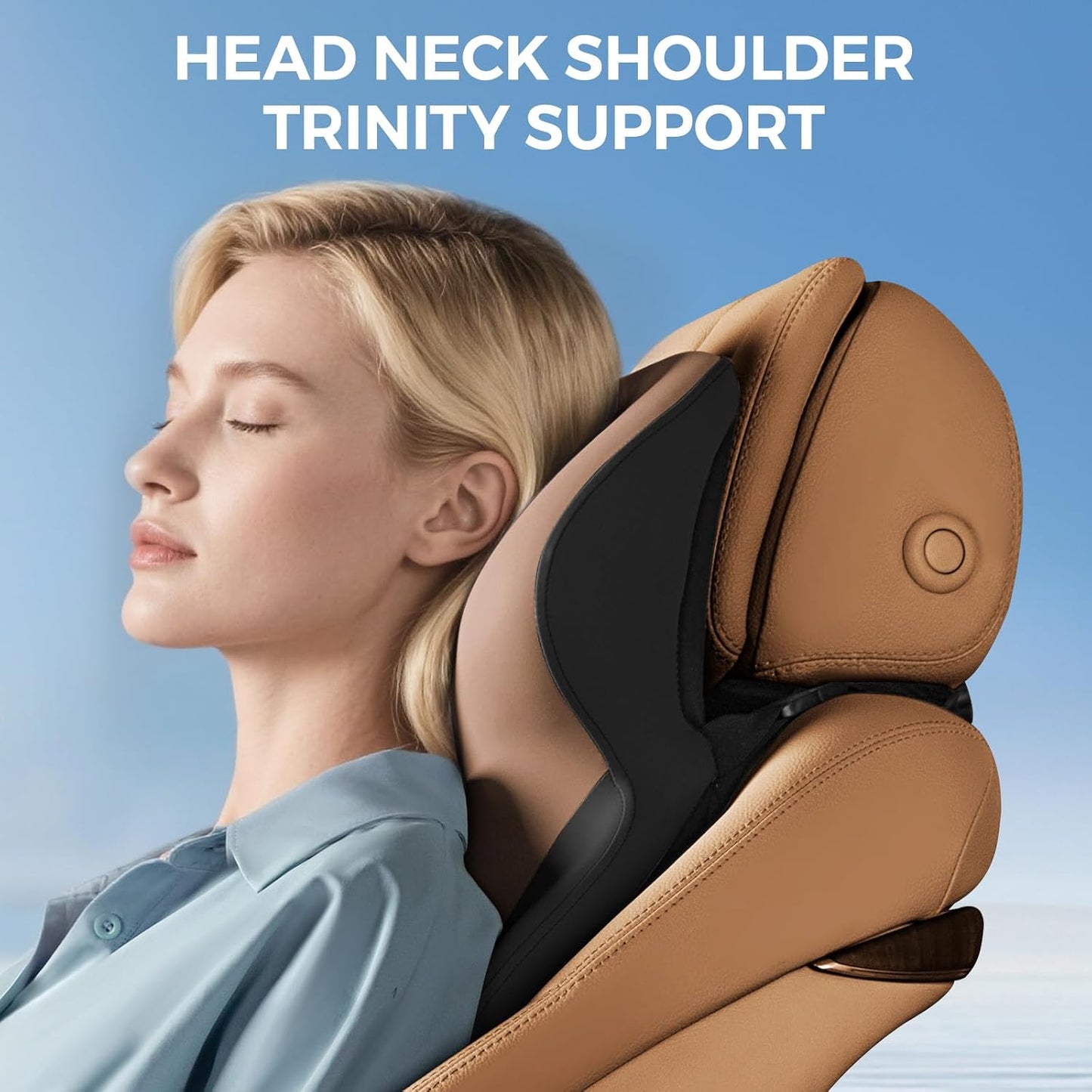 BEBAS Car Headrest Pillow, Ergonomic Neck Pillow with Memory Foam, Enlarged Surface for Head Neck Shoulder Support, Breathable Removeable Car Seat Pillow for Pain Relief(BlackCoffee, 1 Pack)