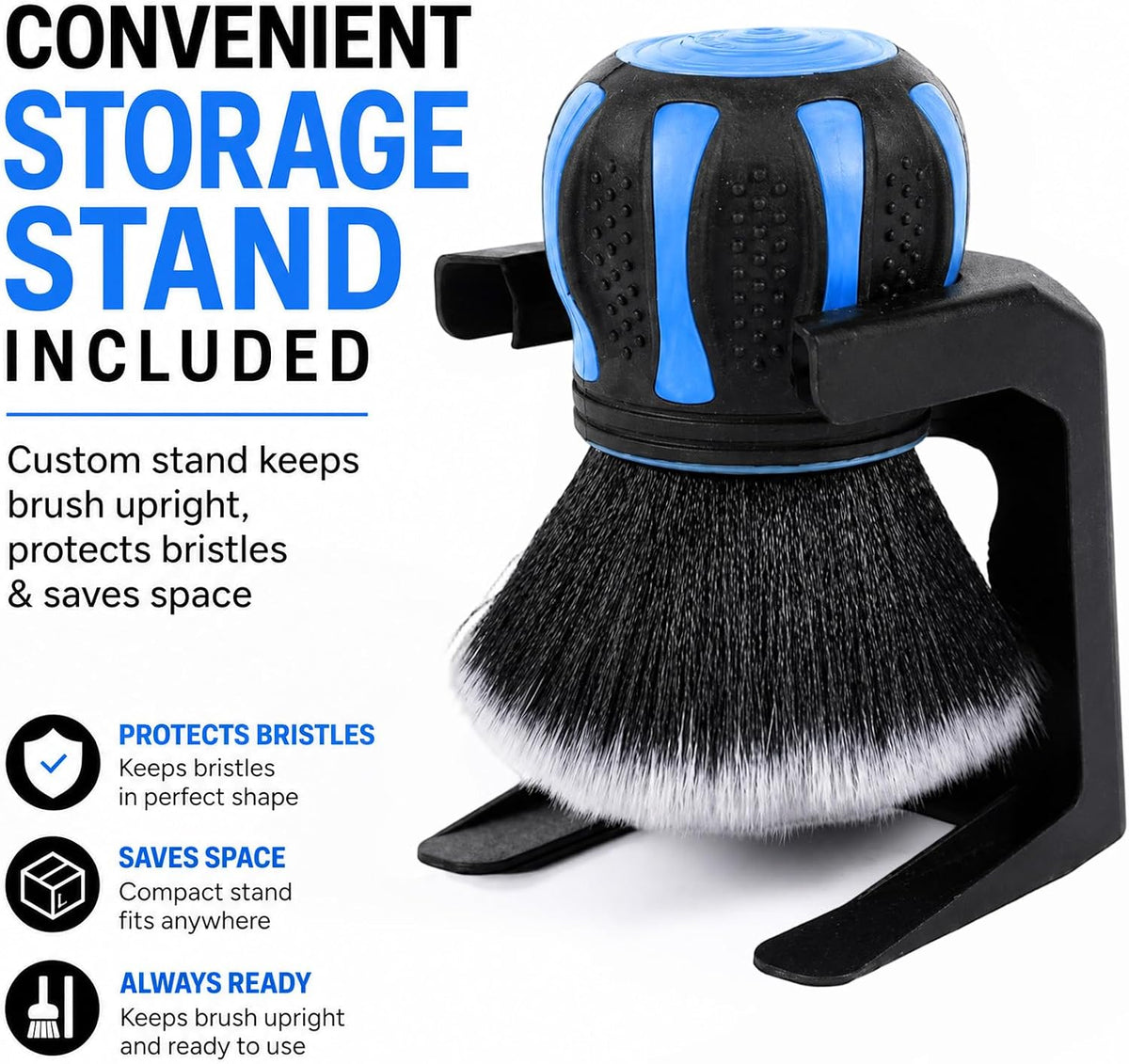 Car Detailing Brush, Car Cleaning Brush, Ultra Soft Fiber Auto Interior Dusting Brush with Storage Rack, Car Accessories Tire Shine Cleaning Tool Beauty Tools for Most Vehicles (Black Blue)