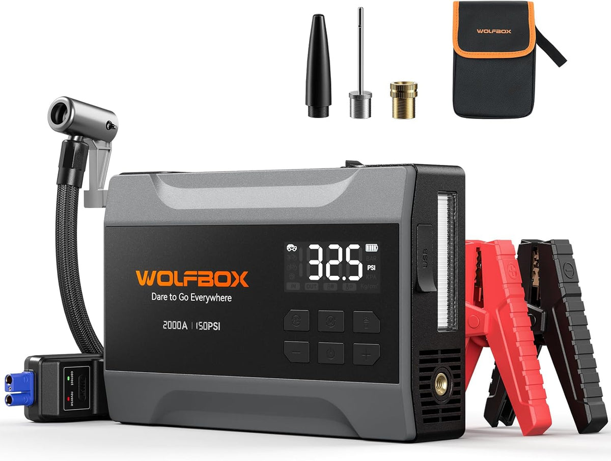 WOLFBOX MV10A 2000A Jump Starter with Air Compressor, Portable 12V Jump Box