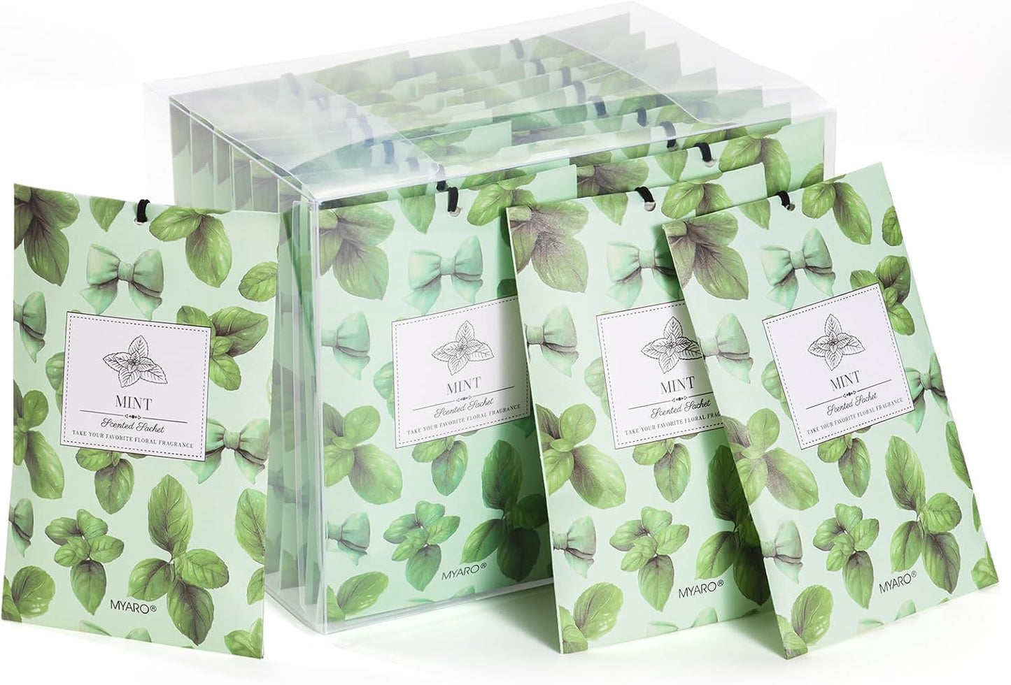 MYARO 20 Pack Peppermint Scented Sachets for Drawer Closet & Car - Mint Air Freshener Bags for Small Space, Storage Bag, Trash Cans Home Fragrance