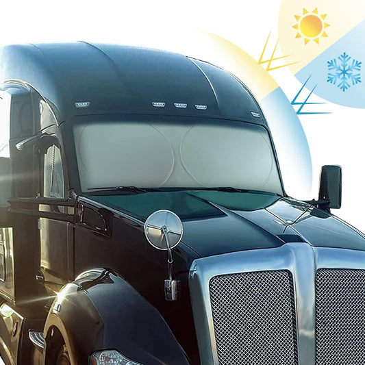 Semi Truck Sun Shade for Windshield and Side Windows | Upgrade 300T Semi Window Sunshade Sun Protection Block UV/Sun Heat Rays for Semi, Commercial & Big Rig Truck, RV