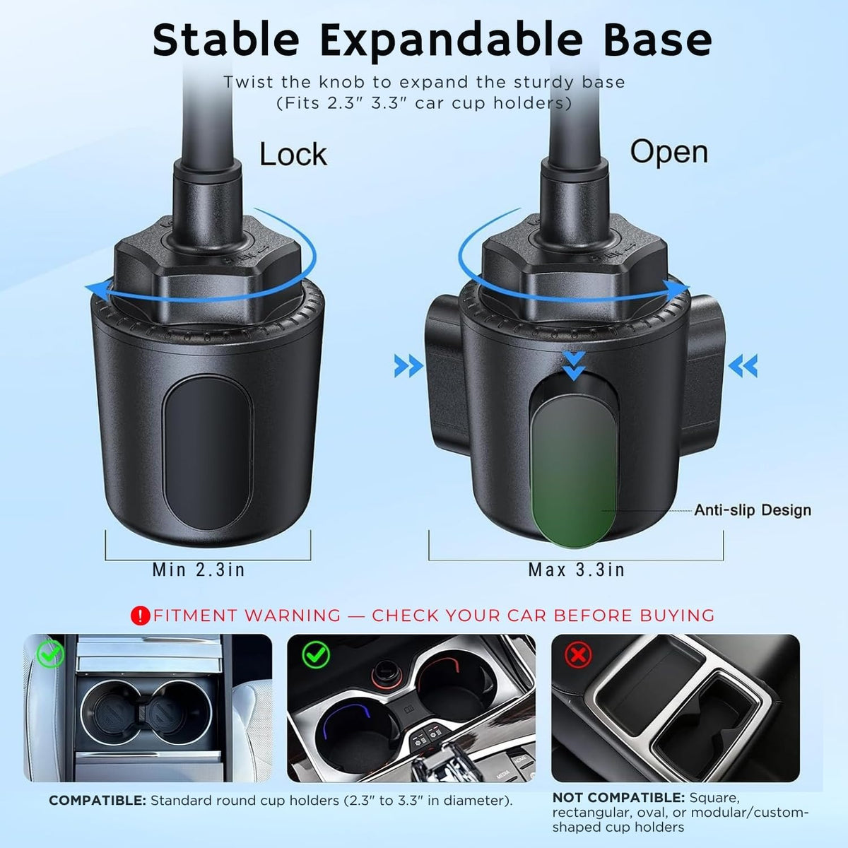 Qi2 25W Cooling Wireless Charger 15 Inch Cup Holder Phone Mount