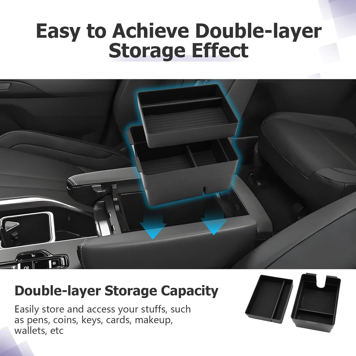 LUWU 2025 2026 Lexus TX Accessories Compatible with 2024-2026 Lexus TX350/TX500/TX550 Center Console Organizer Armrest Console Organizer & Front Center Console Cup Holder Mat 3-Pack