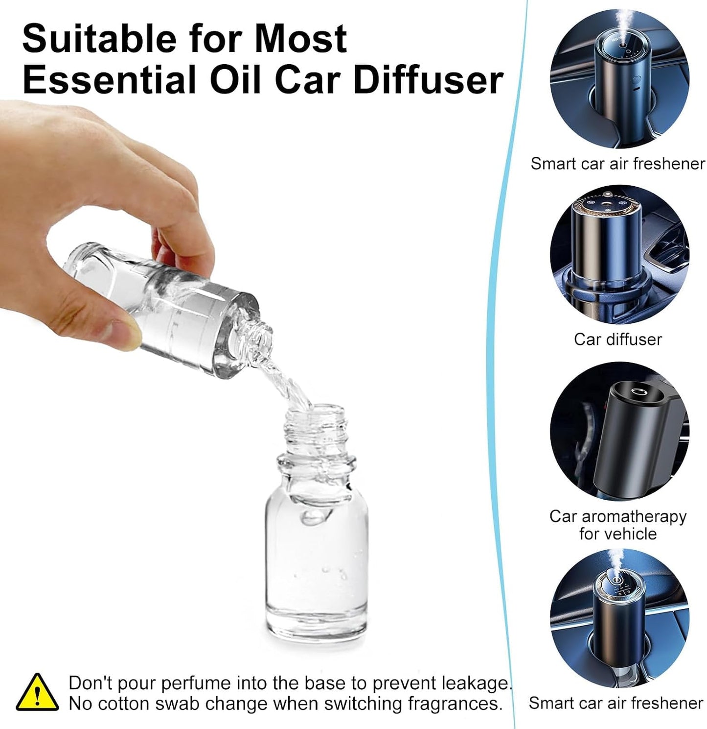 CO01 3.5OZ/100ml Car Air Freshener Refill Bottle, Car Freshener Perfume Refill Long Lasting Fragrance 6 Months, Car Diffuser Essential Oil Made of Natural Plant Extracts, 12 Varied Scents Available