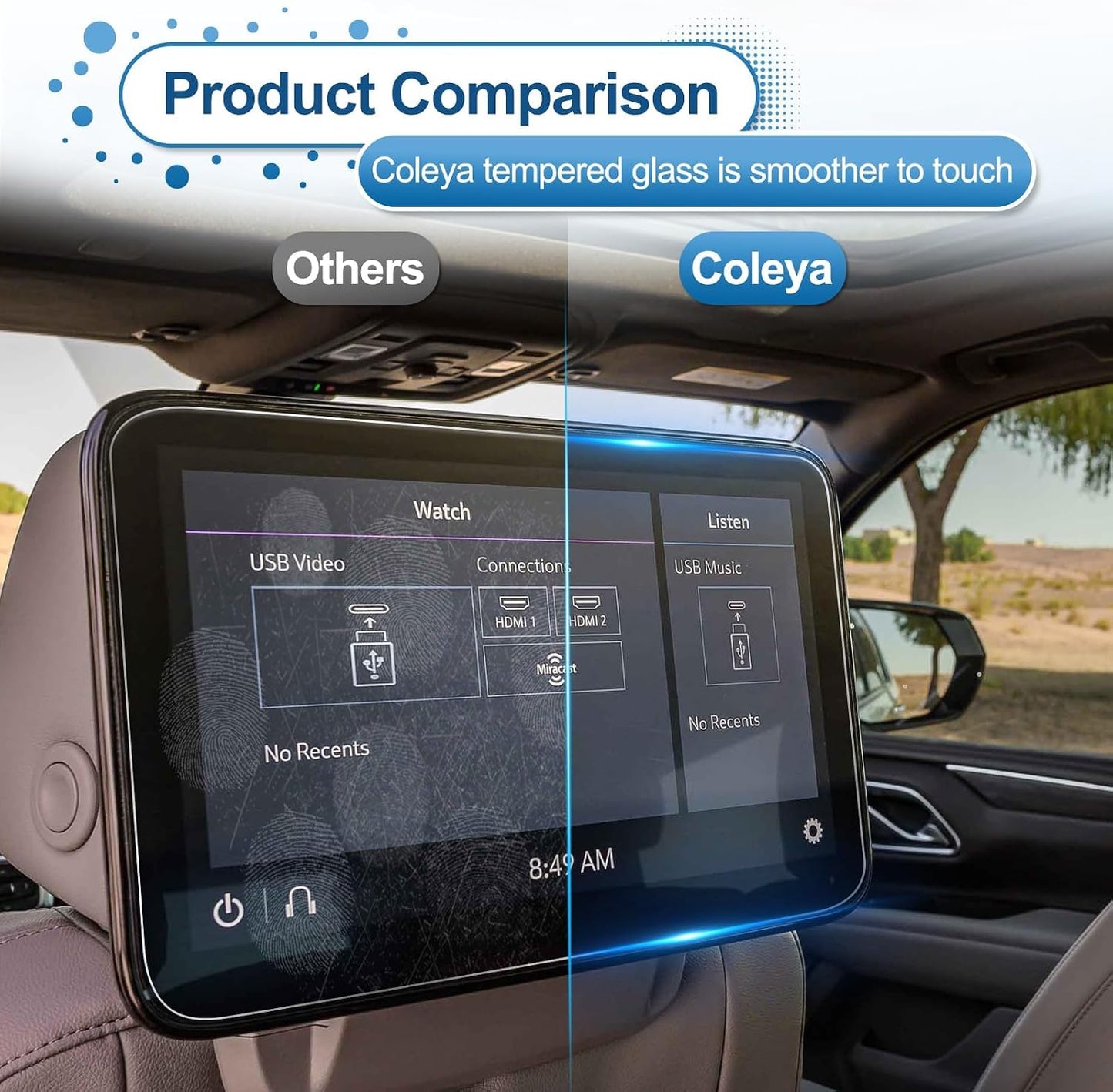 (2Pack) Coleya 2021-2026 Tahoe Screen Protector for Chevrolet Tahoe (Z71/RST/Premier/High Country) (12.6-inch Rear TV Displays), 9H Tempered Glass 2023 2024 2025 Chevy Tahoe Accessories HD Transparent