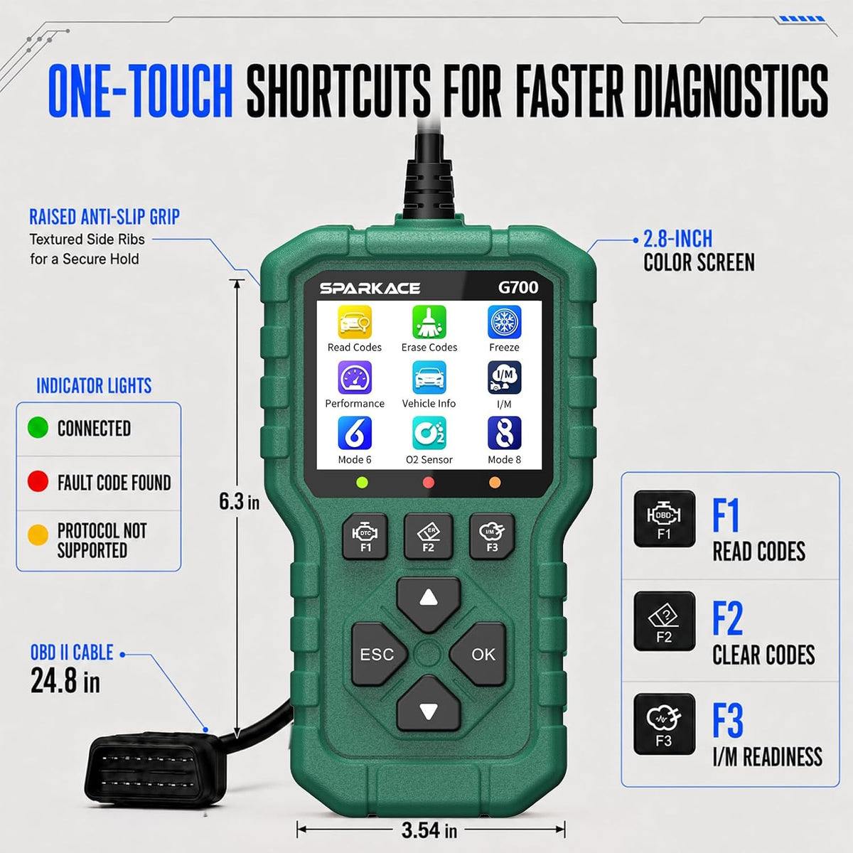 Launch G700 OBD2 Scanner, Car Code Reader with Live Data & I/M Check