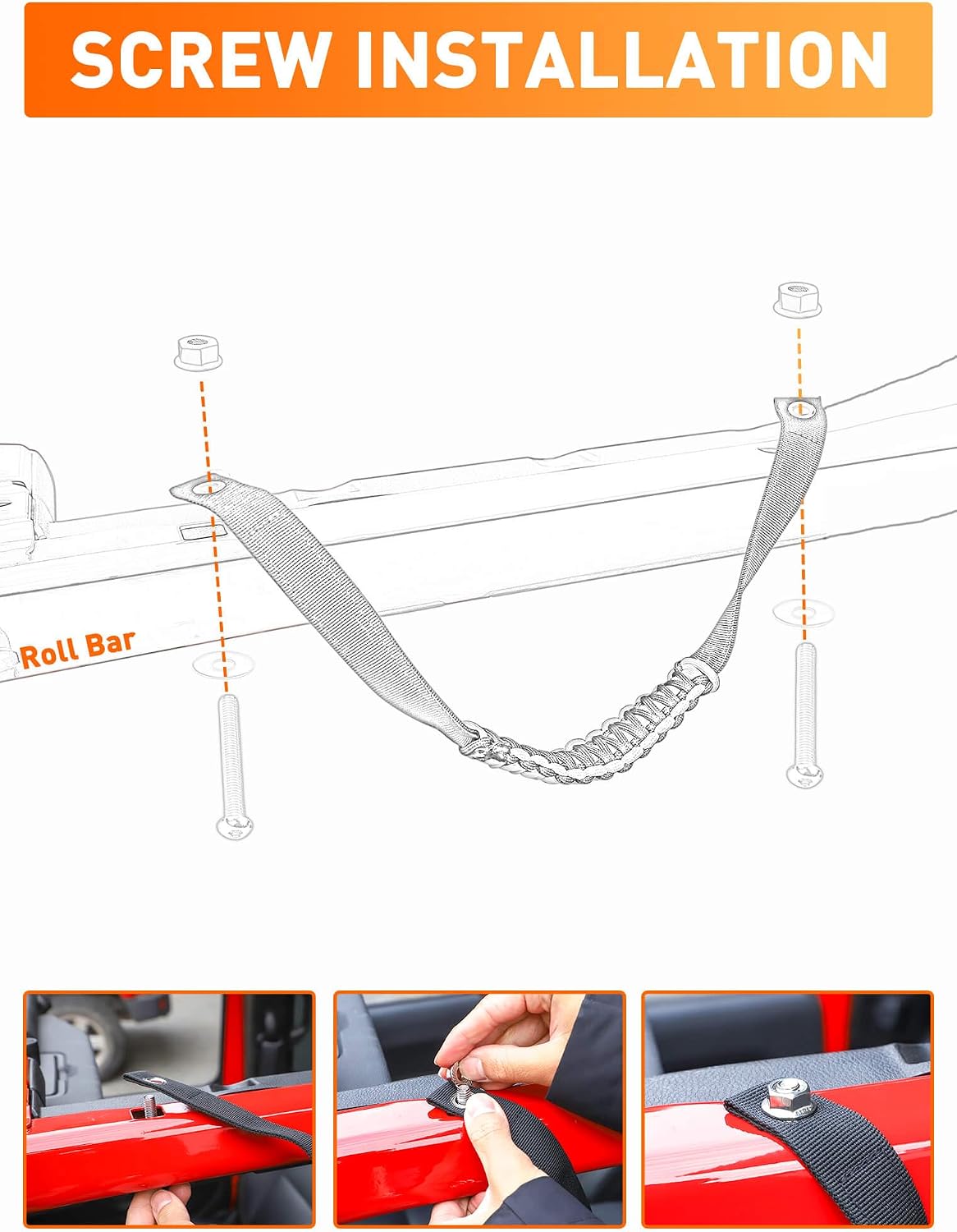 Savadicar 2 Pack Roll Bar Grab Handles for 2018-2024 Jeep Wrangler JL JLU 4XE & Gladiator JT, Roof Top Paracord Handle for Secure Grip, Essential Interior Accessories, Green