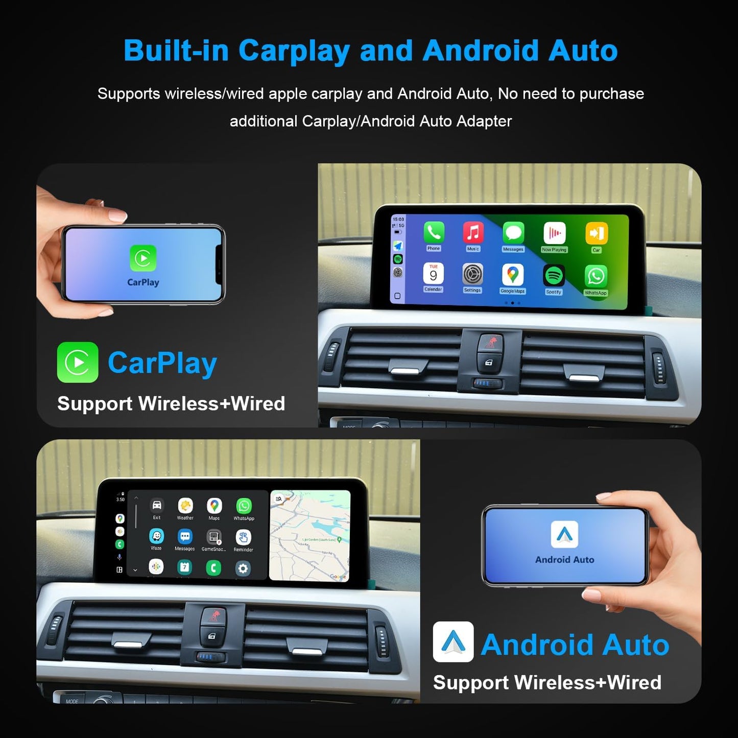 PEMP Linux Screen for BMW 2012-2017 F30 F31 F32 F33 F34 F35 F20 F21 F22 ID4 NBT CIC, Support iOS 26 Wired and Wireless CarPlay Retrofit Android Auto 328i 320i Accessories Radio
